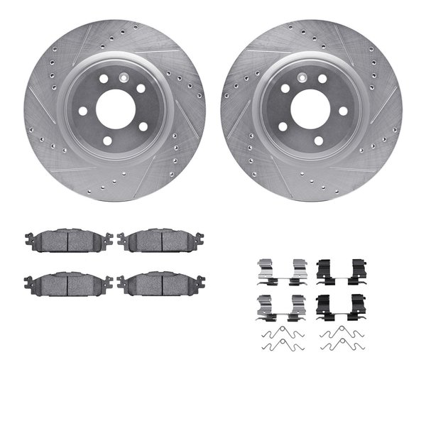Dynamic Friction Co 7212-54002, Rotors-Drilled and Slotted-Silver w/ Heavy Duty Brake Pads incl. Hardware, Zinc Coated 7212-54002
